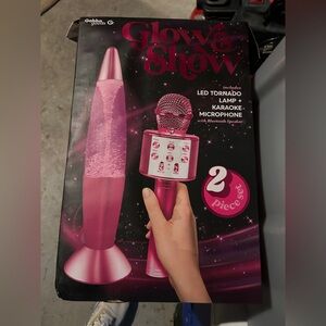 Pink LED Tornado Lamp and Karaoke Bluetooth Microphone Speaker